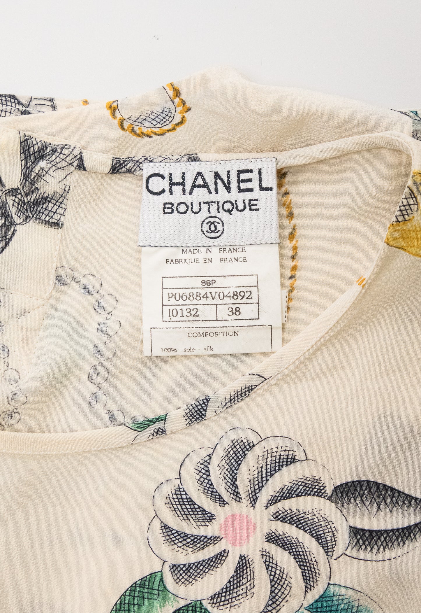 Chanel 1996 Printed Silk Sleeveless Top