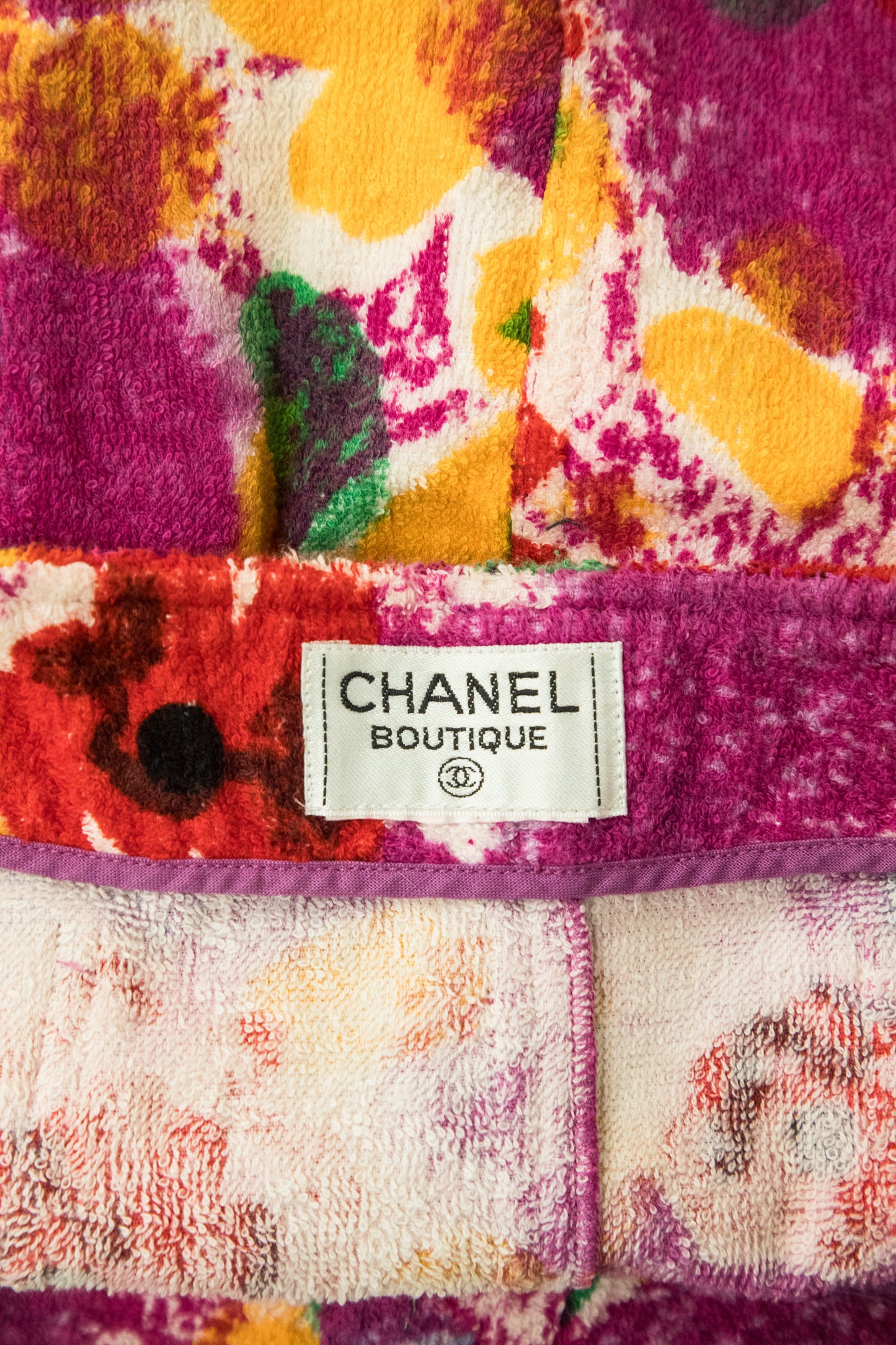 Chanel 1997 Purple Floral Terry Cloth Mini Skirt