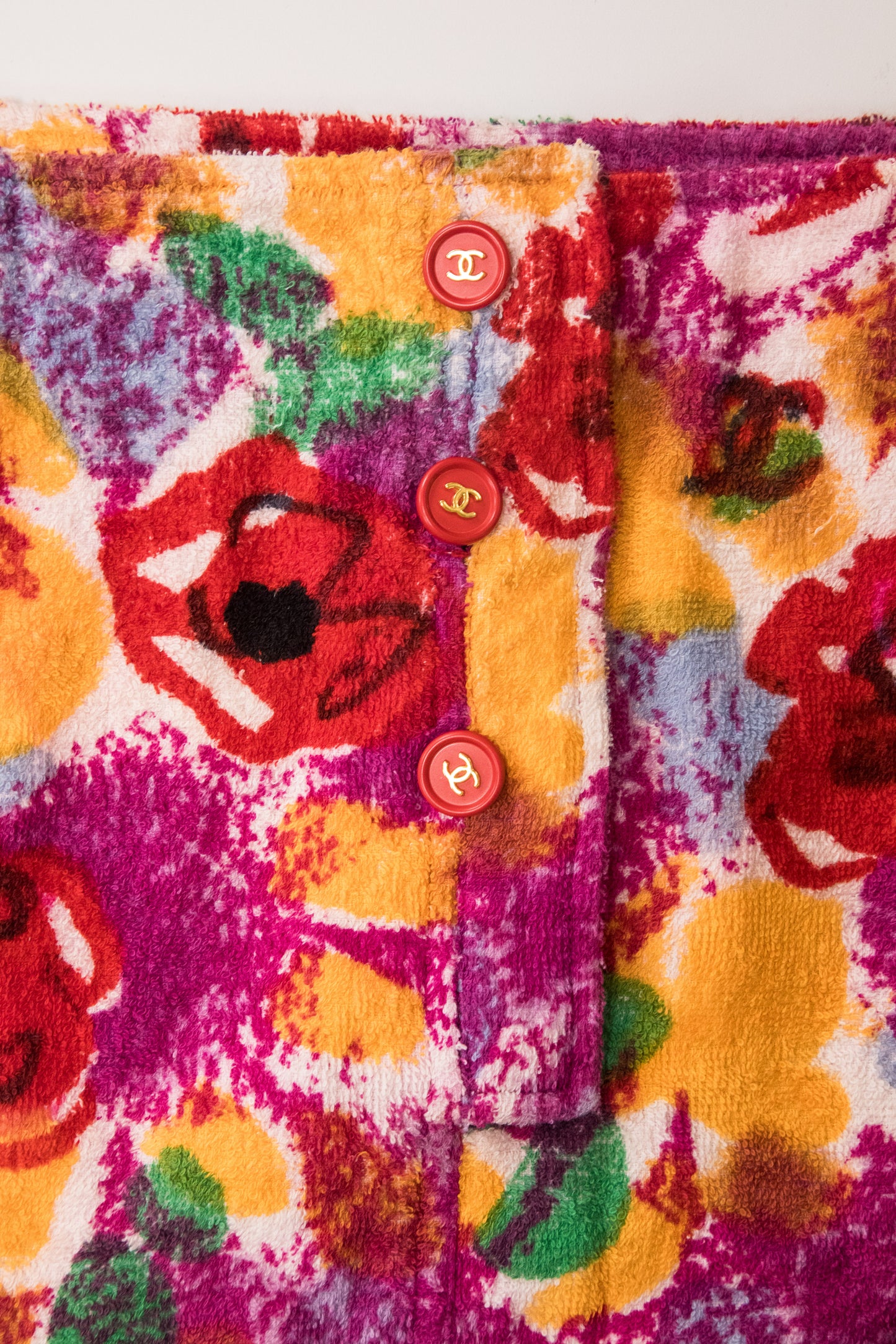 Chanel 1997 Purple Floral Terry Cloth Mini Skirt