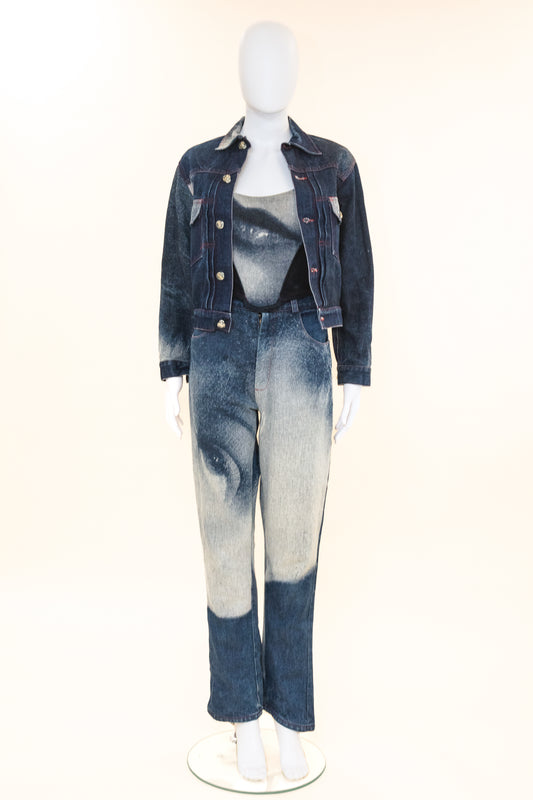 Vivienne Westwood 1992 'Always on Camera' Merlene Denim Jacket, Corset, Jeans set