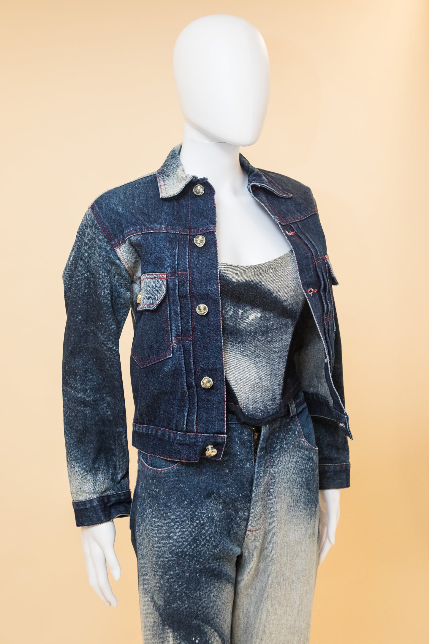Vivienne Westwood 1992 'Always on Camera' Merlene Denim Jacket, Corset, Jeans set