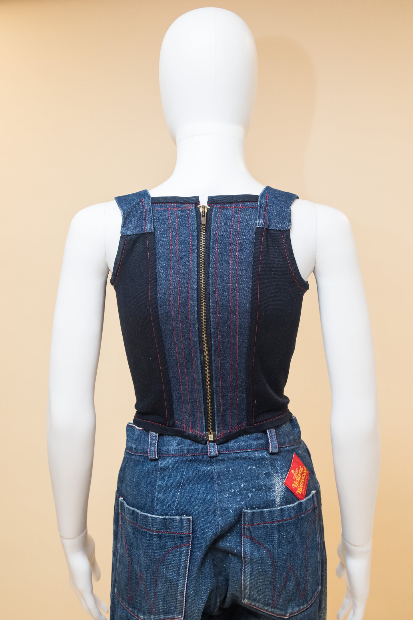 Vivienne Westwood 1992 'Always on Camera' Merlene Denim Jacket, Corset, Jeans set