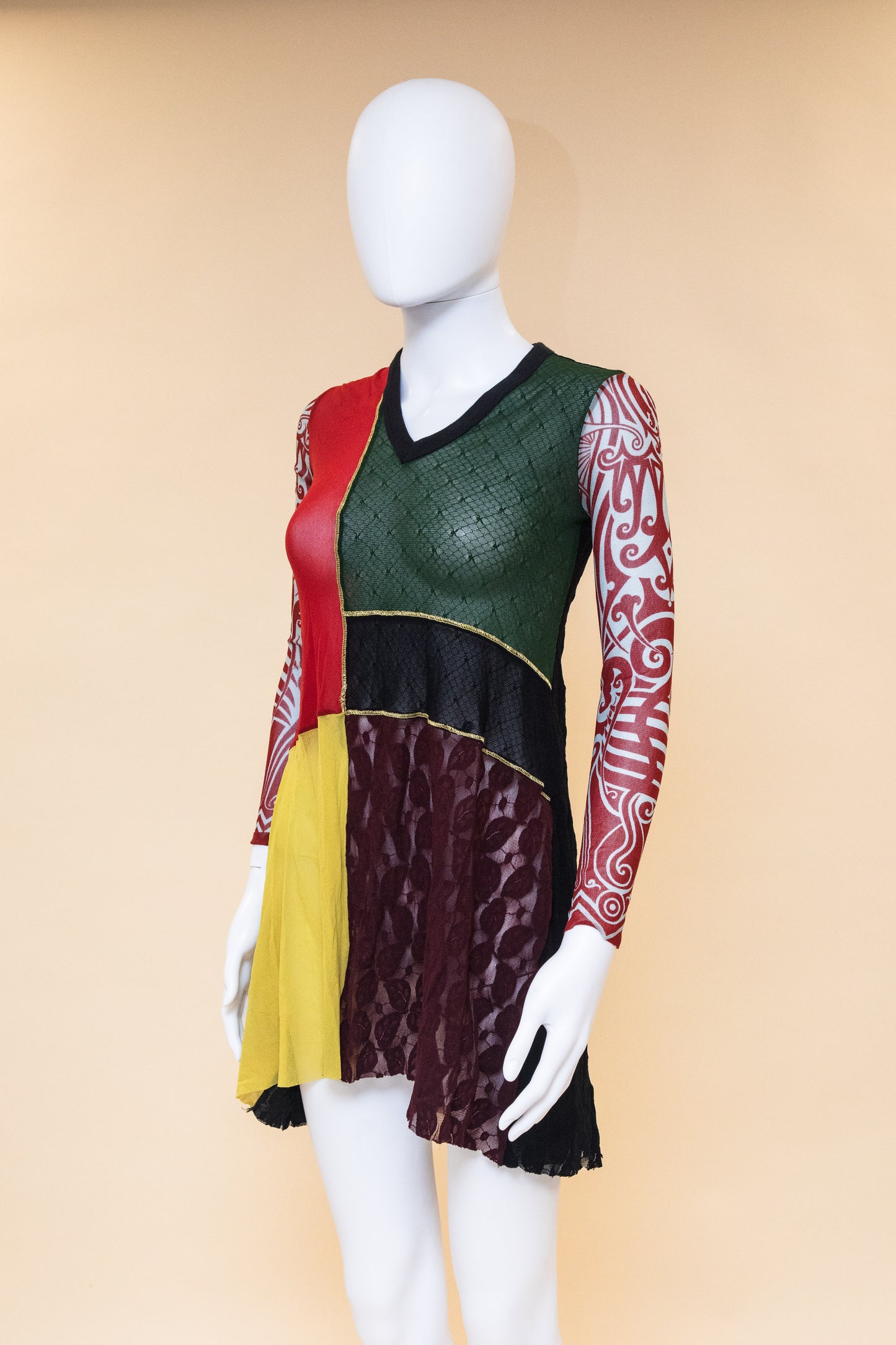 Jean Paul Gaultier 1994 Tattoo Mesh Panel Tunic