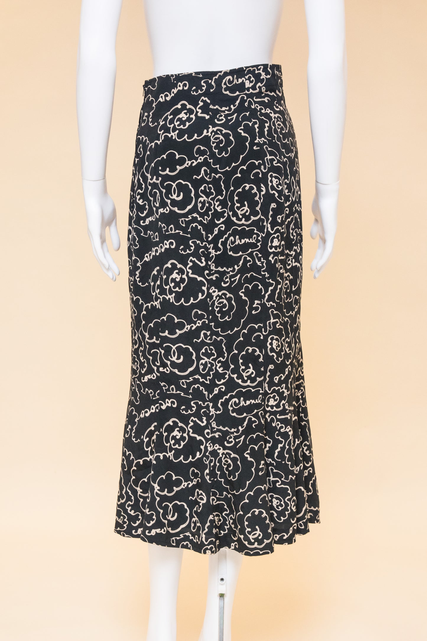 Chanel 1993 Printed Cloud Maxi Skirt
