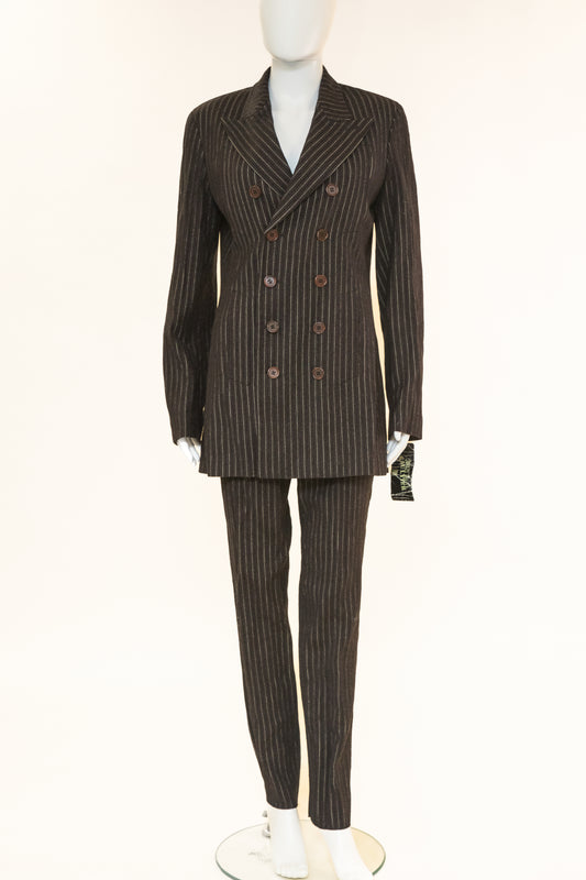 Jean Paul Gaultier Femme Wool Pinstripe Suit