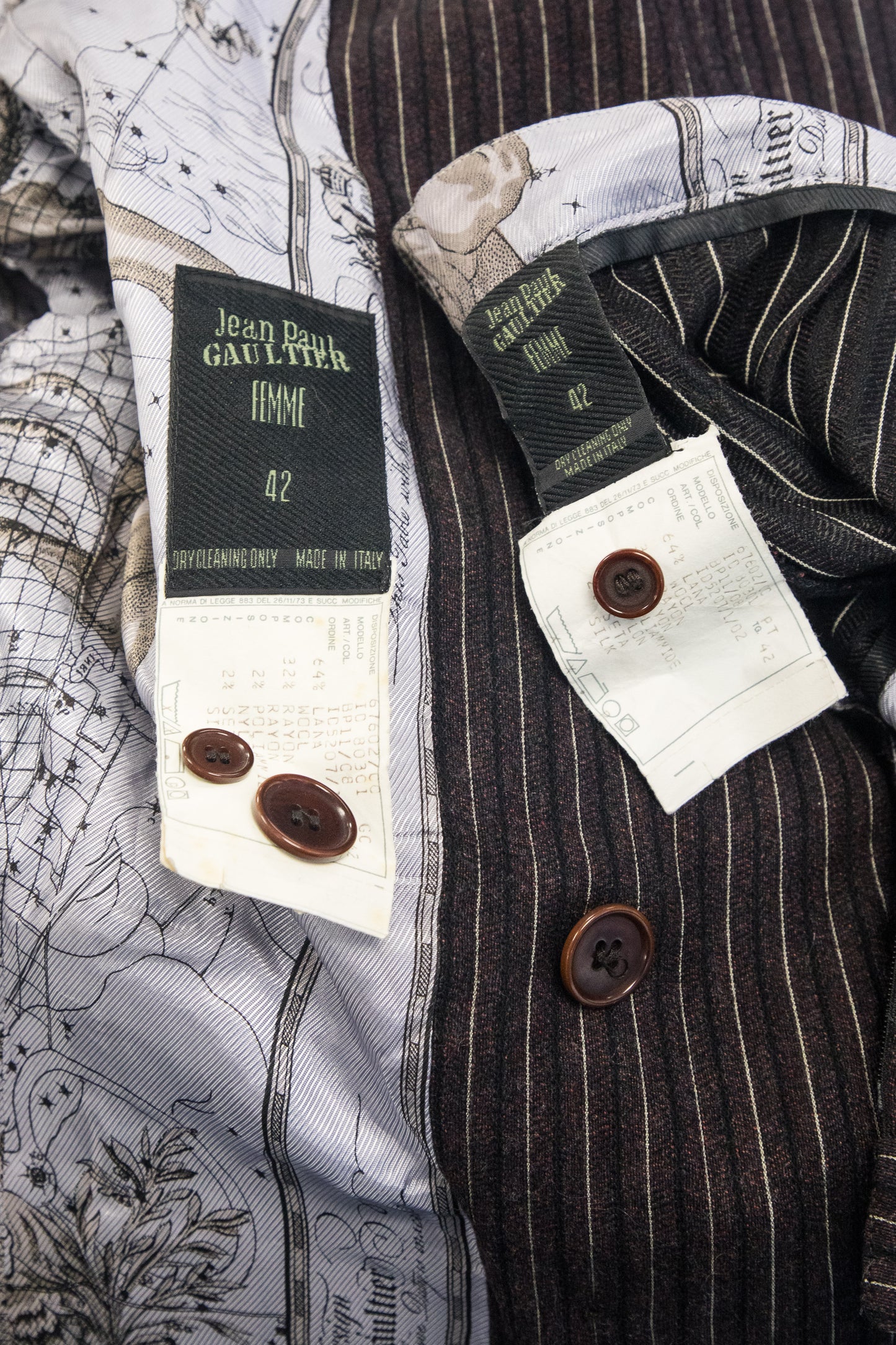 Jean Paul Gaultier Femme Wool Pinstripe Suit