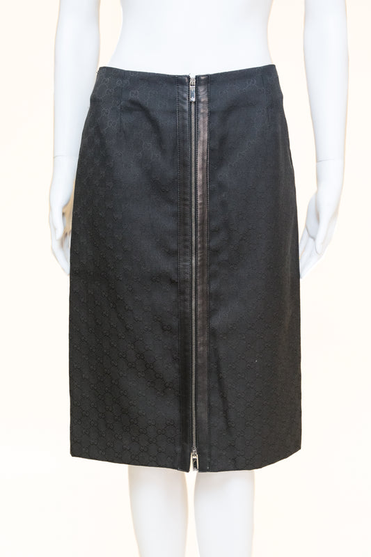 Gucci by Tom Ford 2000 Black Monogram Pencil skirt