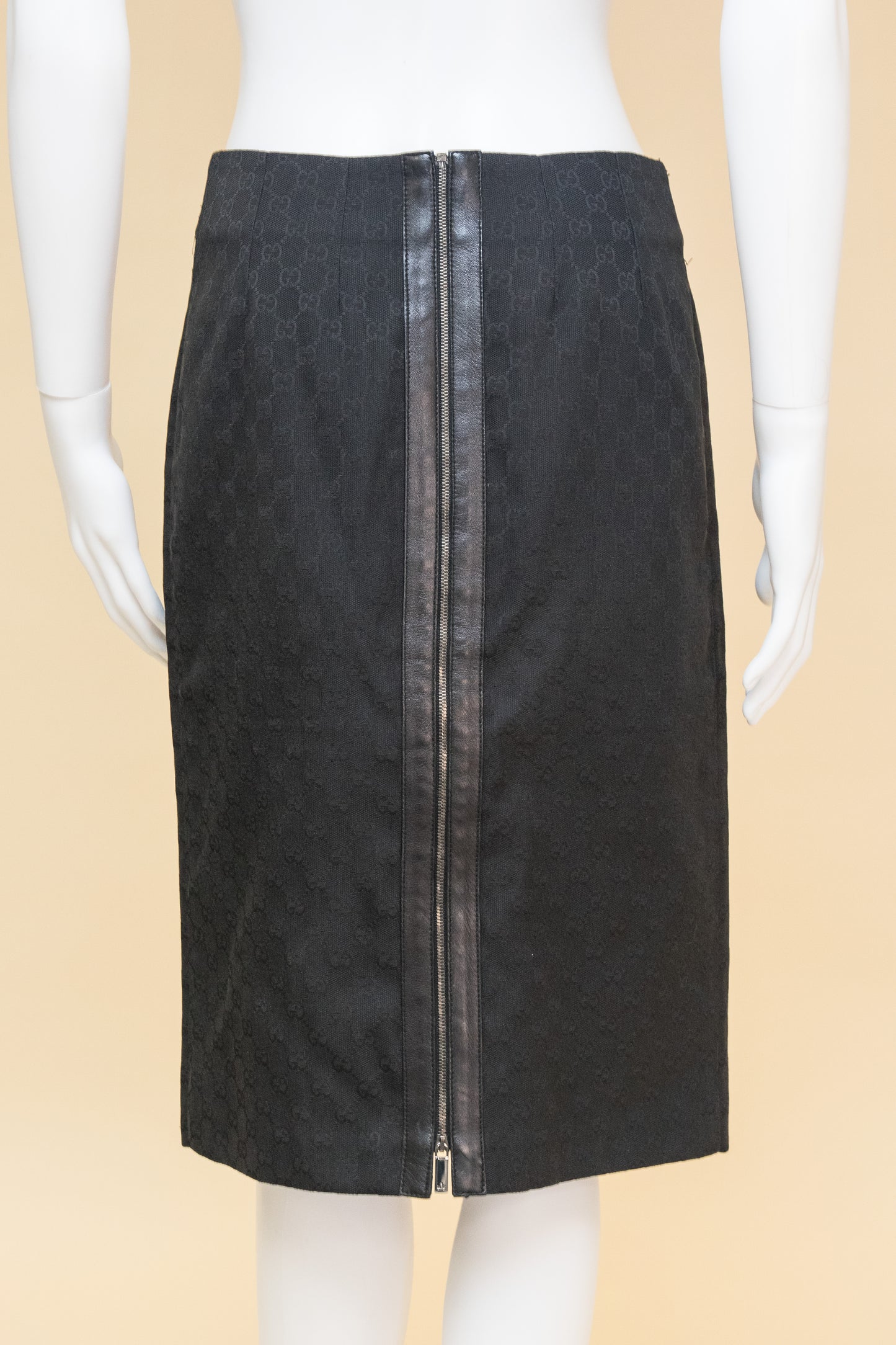 Gucci by Tom Ford 2000 Black Monogram Pencil skirt
