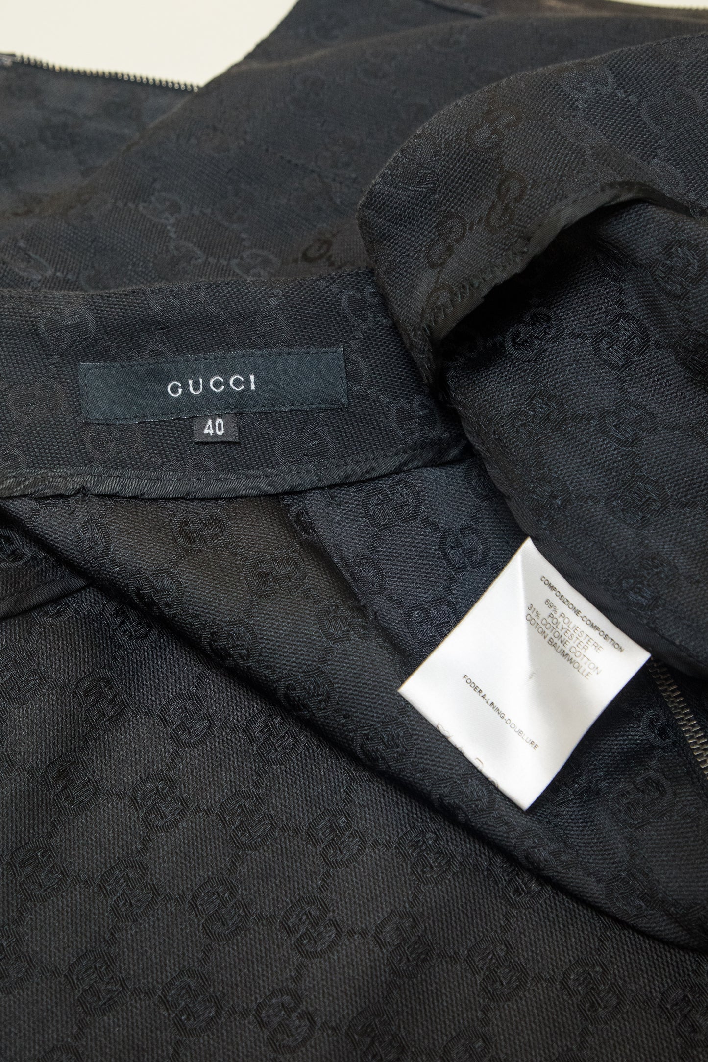 Gucci by Tom Ford 2000 Black Monogram Pencil skirt