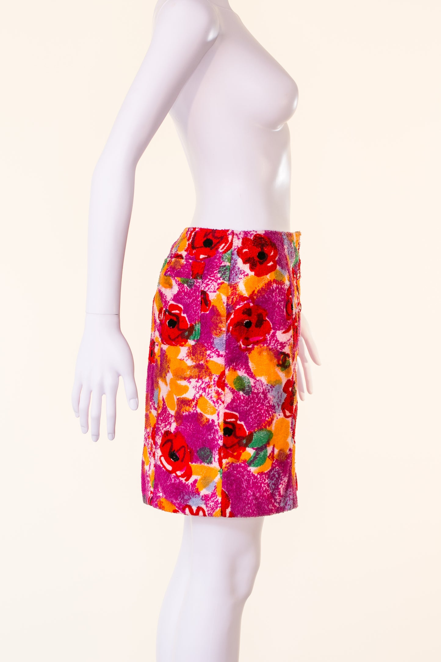 Chanel 1997 Purple Floral Terry Cloth Mini Skirt