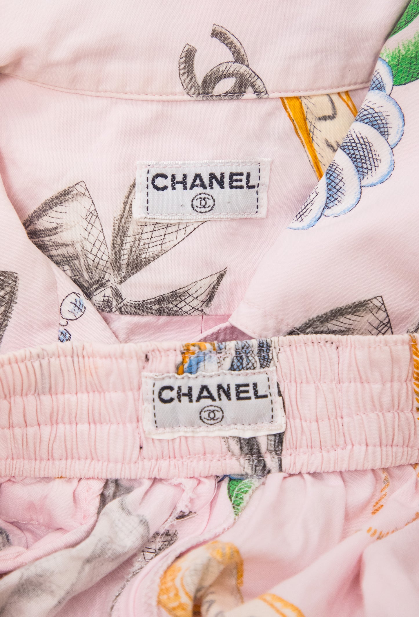 Chanel 1996 Runway Pink Lounge Shirt and Shorts