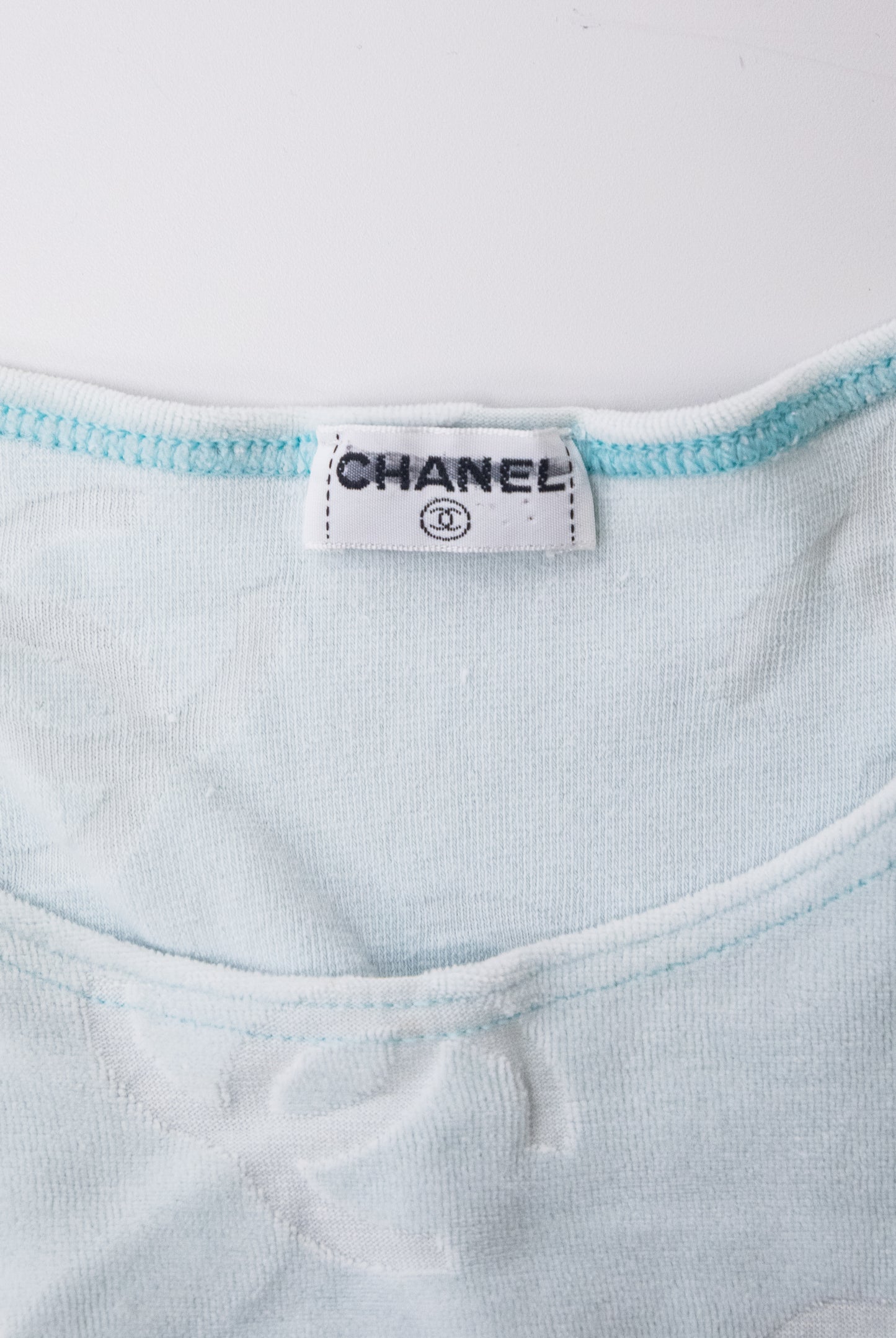 Chanel 1996 Baby Blue Velour Dress