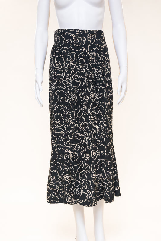 Chanel 1993 Printed Cloud Maxi Skirt