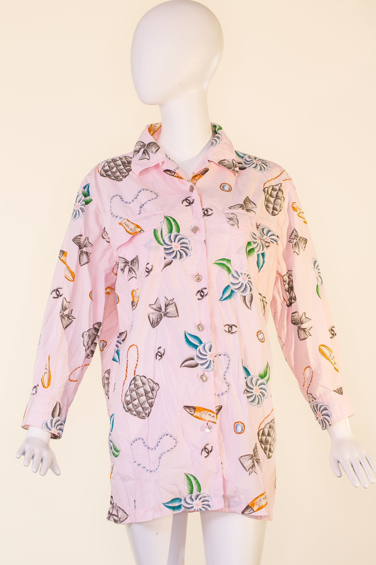 Chanel 1996 Runway Pink Lounge Shirt and Shorts