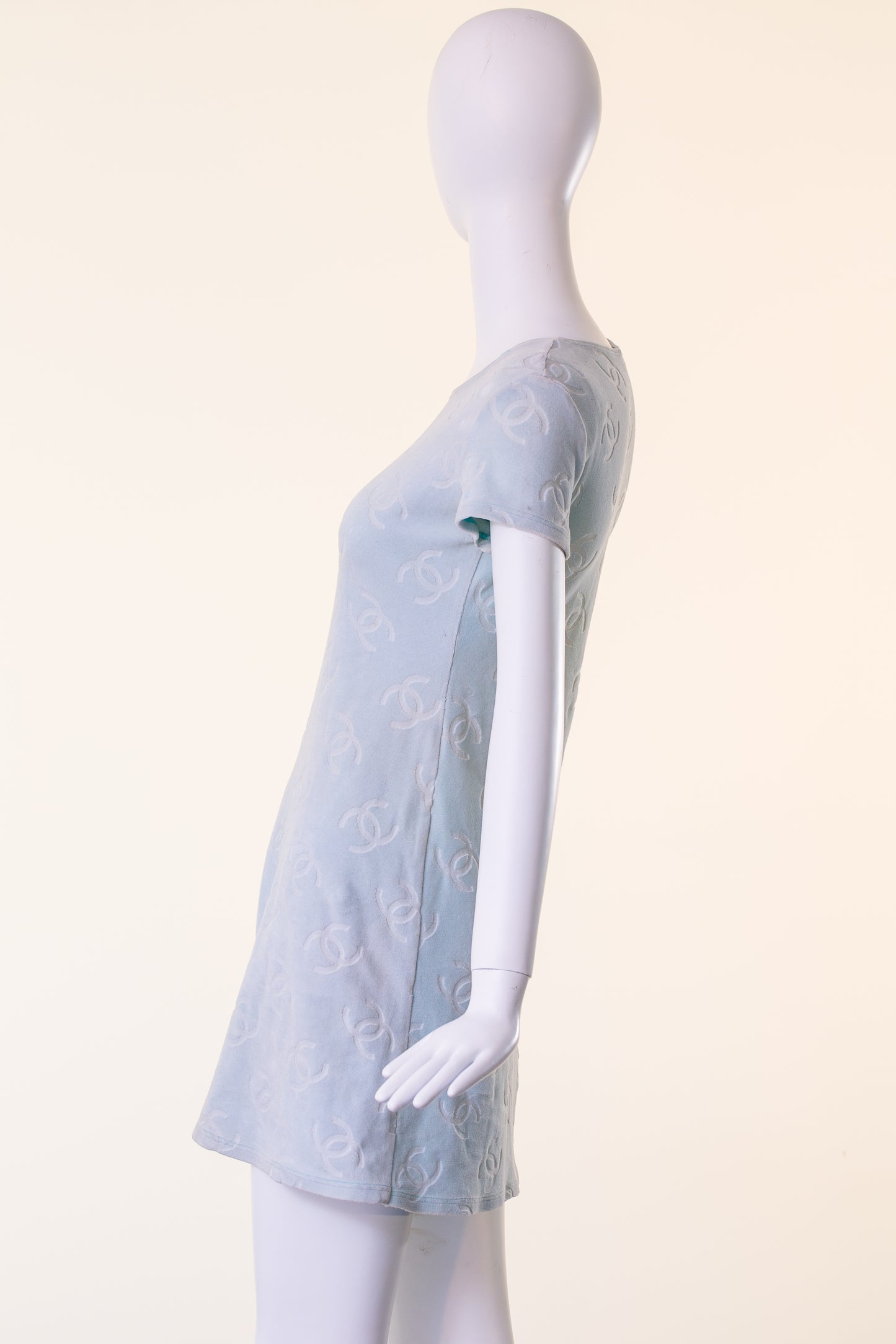 Chanel 1996 Baby Blue Velour Dress