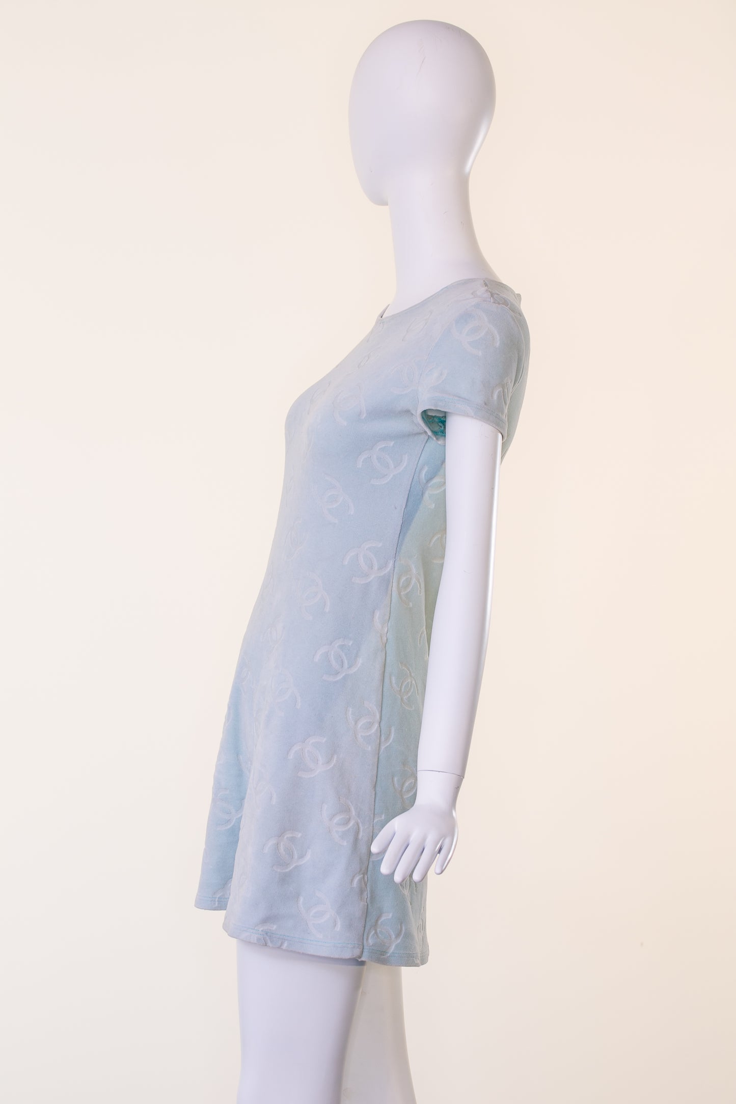 Chanel 1996 Baby Blue Velour Dress