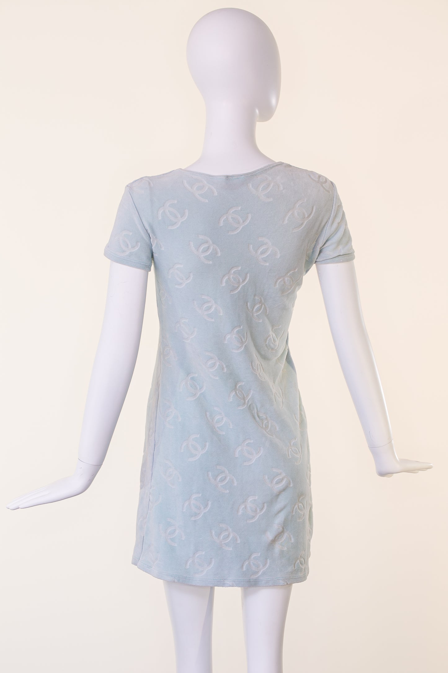 Chanel 1996 Baby Blue Velour Dress