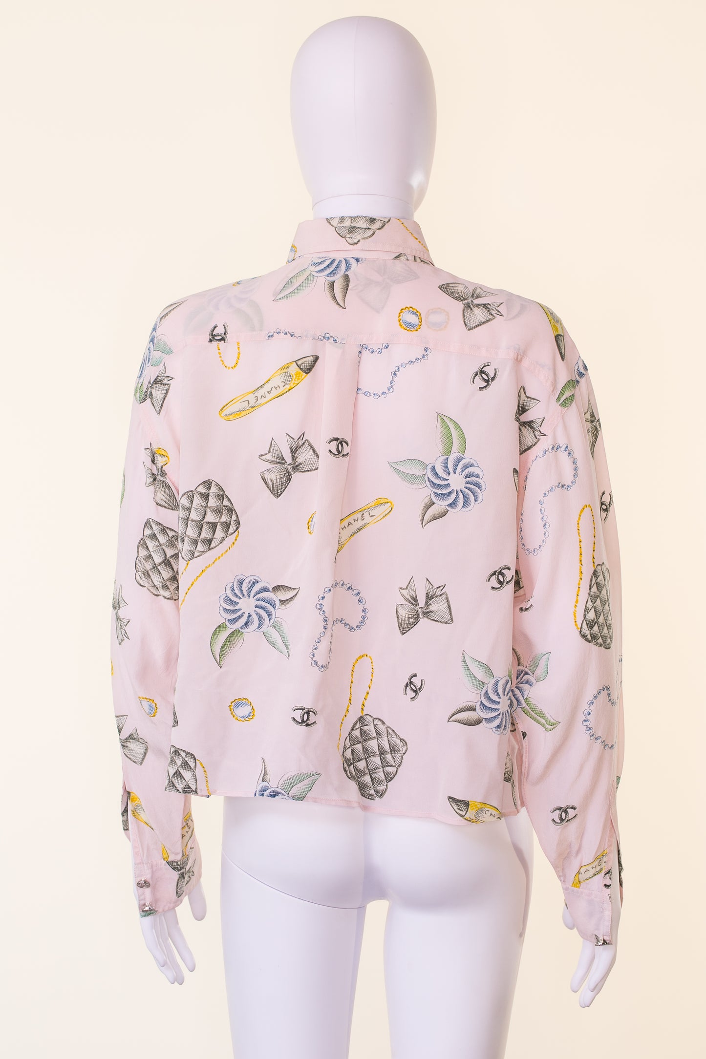 Chanel 1996 Pink Printed Silk Shirt